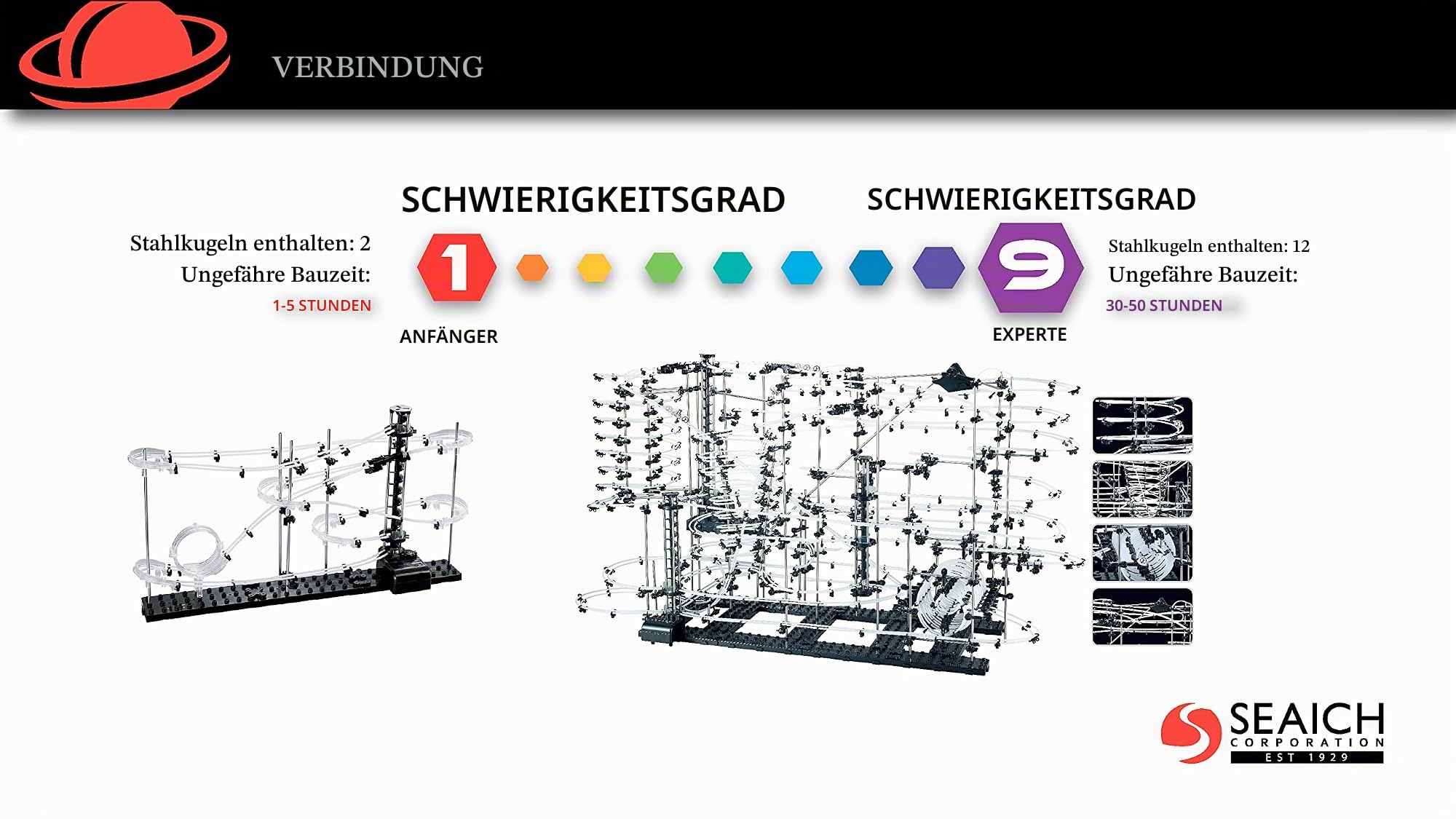 Invento just Play 501929 - Star Coaster: Level 9, batteriebetriebene Kugel-Achterbahn, Murmelbahn, Konstruktionsspielzeug, ab 14 Jahren