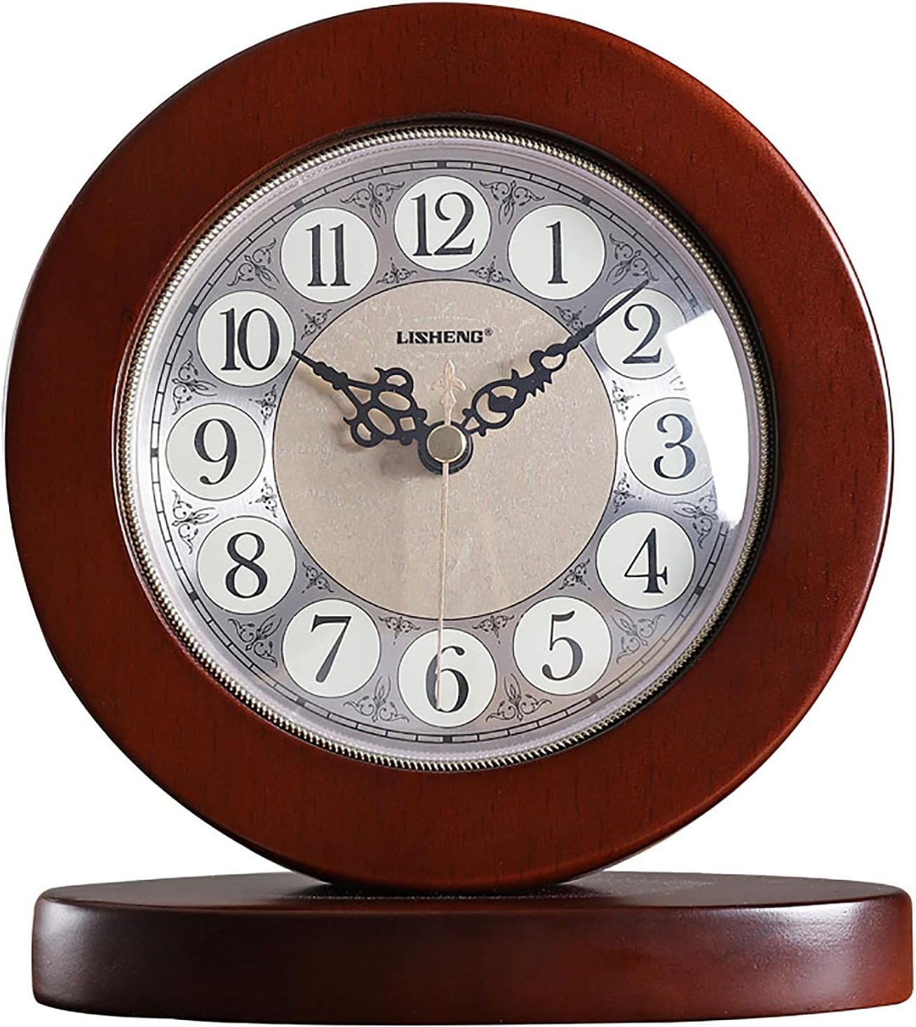 Mantel Clock Retro Vintage Silent Solid Wood Desk Table Clock for Living Room Office and Kitchen Decoration