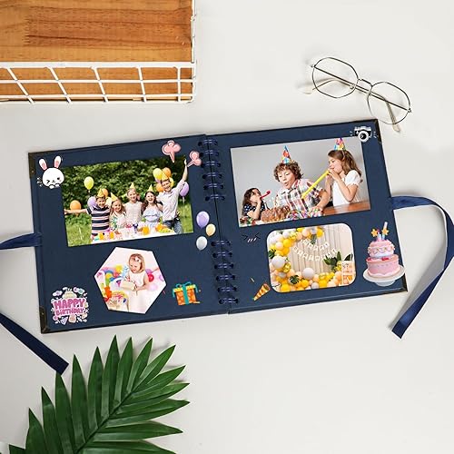 Miniatura 10 de Álbum de recortes (8 x 8 pulgadas) Álbum de recortes 60 páginas, ideal para tus álbumes de recortes, álbumes de fotos familiares de boda y