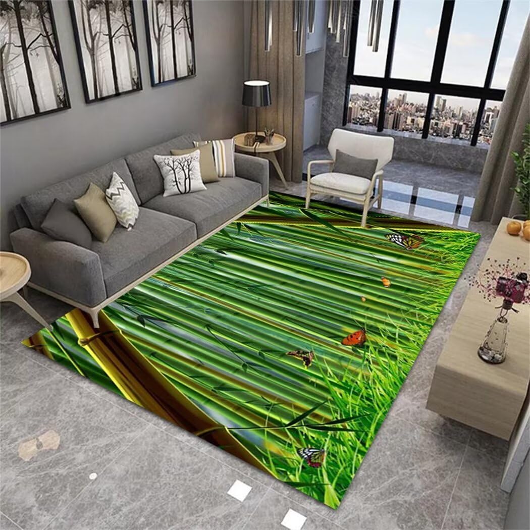 Tapis décoratif de salon motif forêt bambou 3D moquette