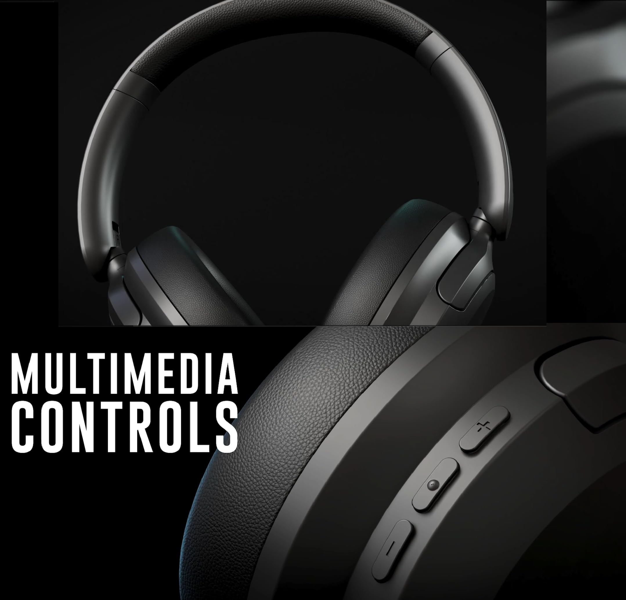 TRON Cuffie ibride con cancellazione del rumore, over-ear wireless con batteria 60H, modalità trasparenza, ricarica rapida, design pieghevole, custodia da viaggio inclusa (TR110)/nero