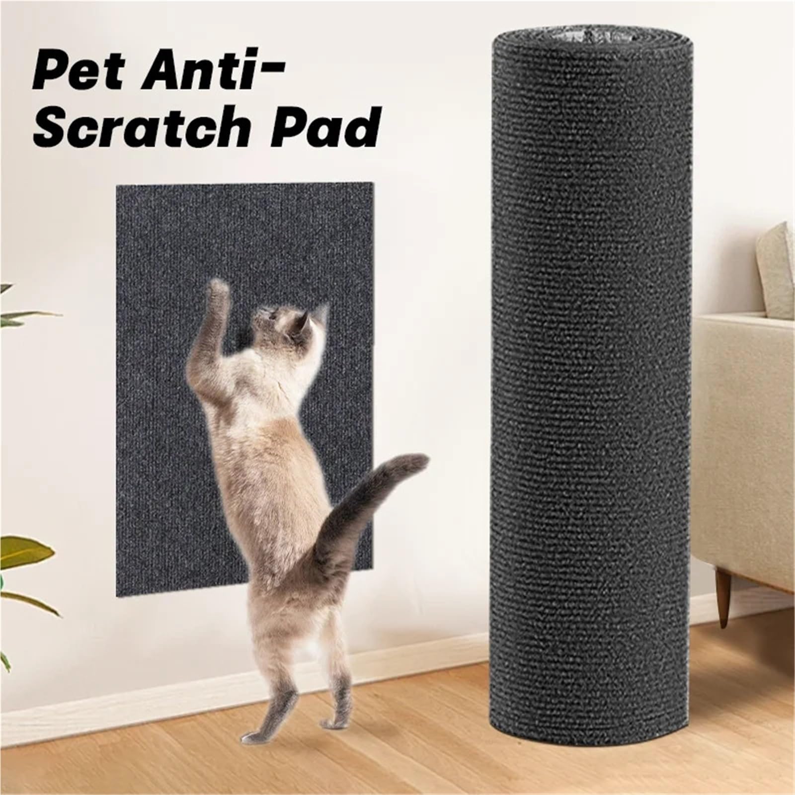 Kratzschutz Sofa Katze Selbstklebende Katzenkratzmatte, Möbelschutzdecke(Dark Gray,60x100cm)