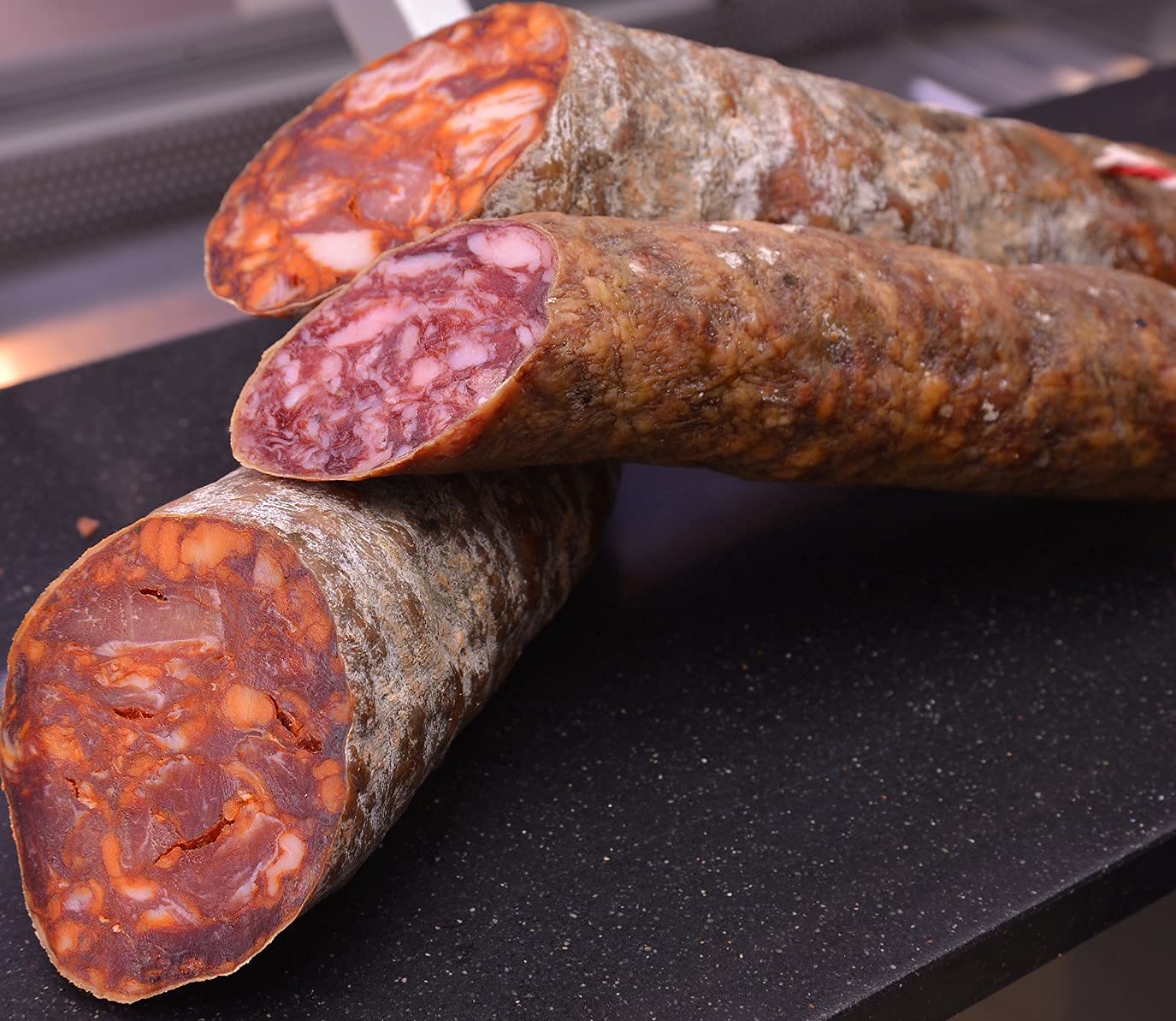 Lote Surtido Gourmet Gran Reserva Duroc + Ibérico Bellota 600 g — 6 Sobres — Jamón Duroc + Chorizo + Salchichón Ibérico Bellota — Cert. Hycer Guijuelo — aBeiou