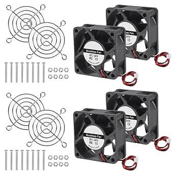 UMLIFE 4PACK 60mm x 60mm x 25mm 24V Dual Ball Bearings DC Brushless Cooling Fan for DIY Cooling Ventilation Projects