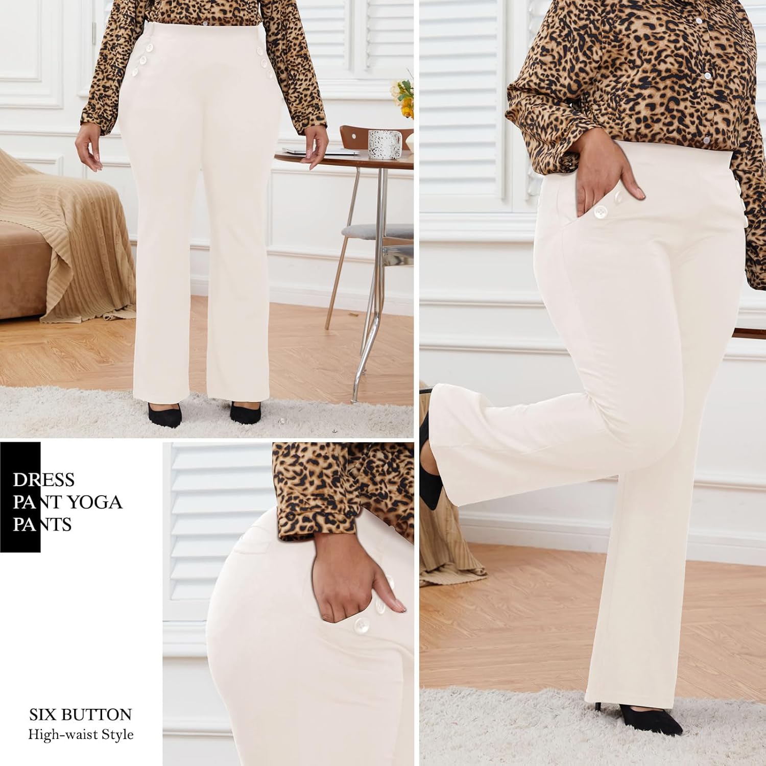 DGD Wrinkle-Free Stretch Dress Pants Plus Size for Women Pull-on Pant Ease into Comfort Office Pant - Image 4