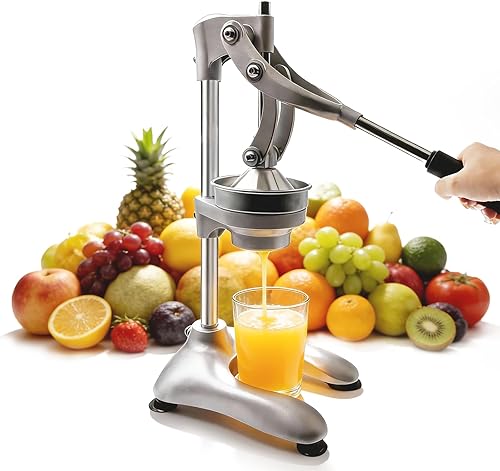 Cast Iron Manual Juicer, Full 304 Stainless Steel, Gravity Press Lever, Effortless Hand Press Juicer for Citrus Lemon Lime Grapefruit, Easy to Clean