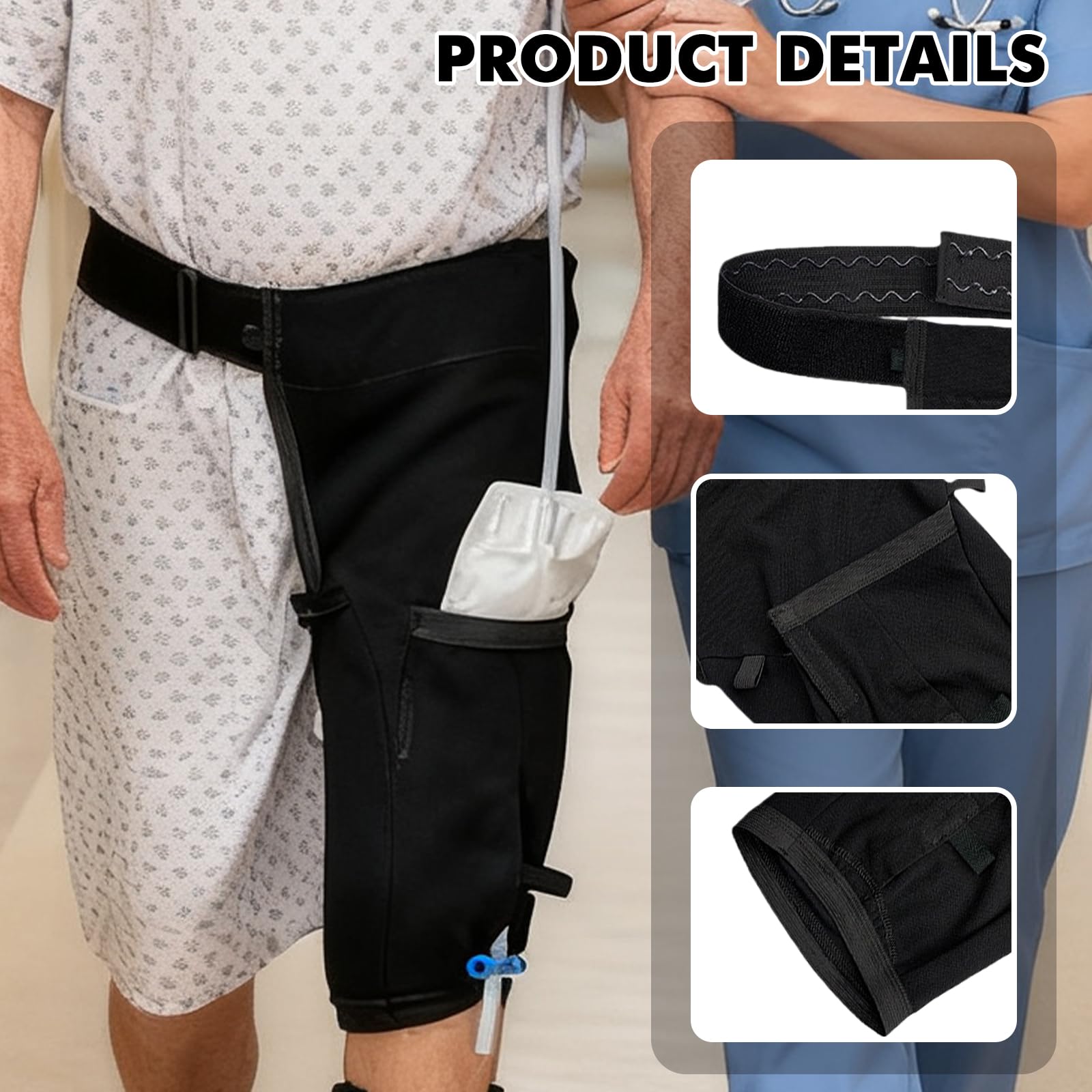 BAIFULAI Soporte para bolsa de pierna para catéter, funda para bolsa de orina con cinturón, soporte para bolsa de pierna para catéter, bolsa de pierna Foley, soporte para catéter para incontinencia