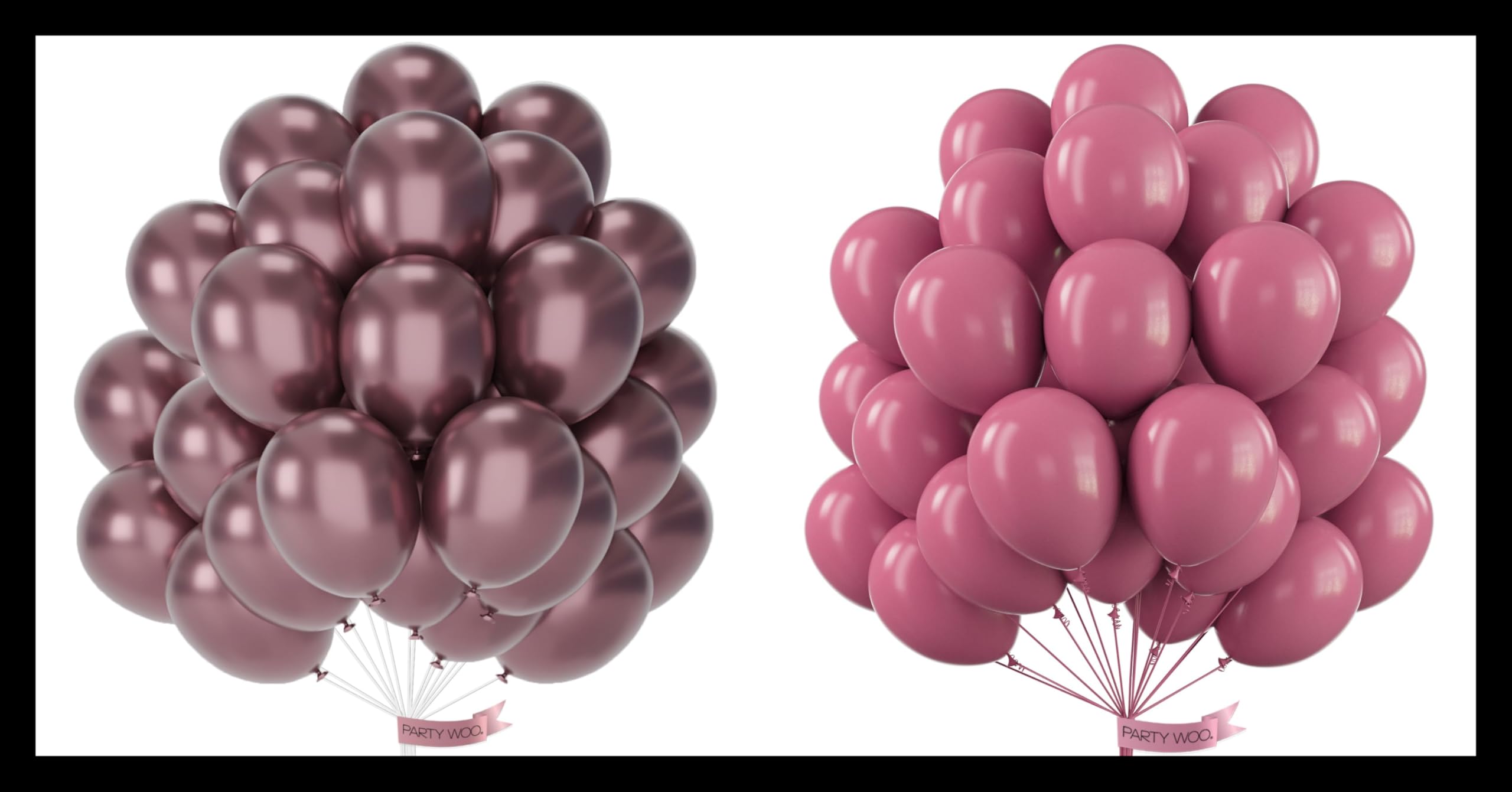 PartyWoo Metallic Pinkish Brown Balloons 50 pcs and PartyWoo Opera Mauve Balloons 50 pcs