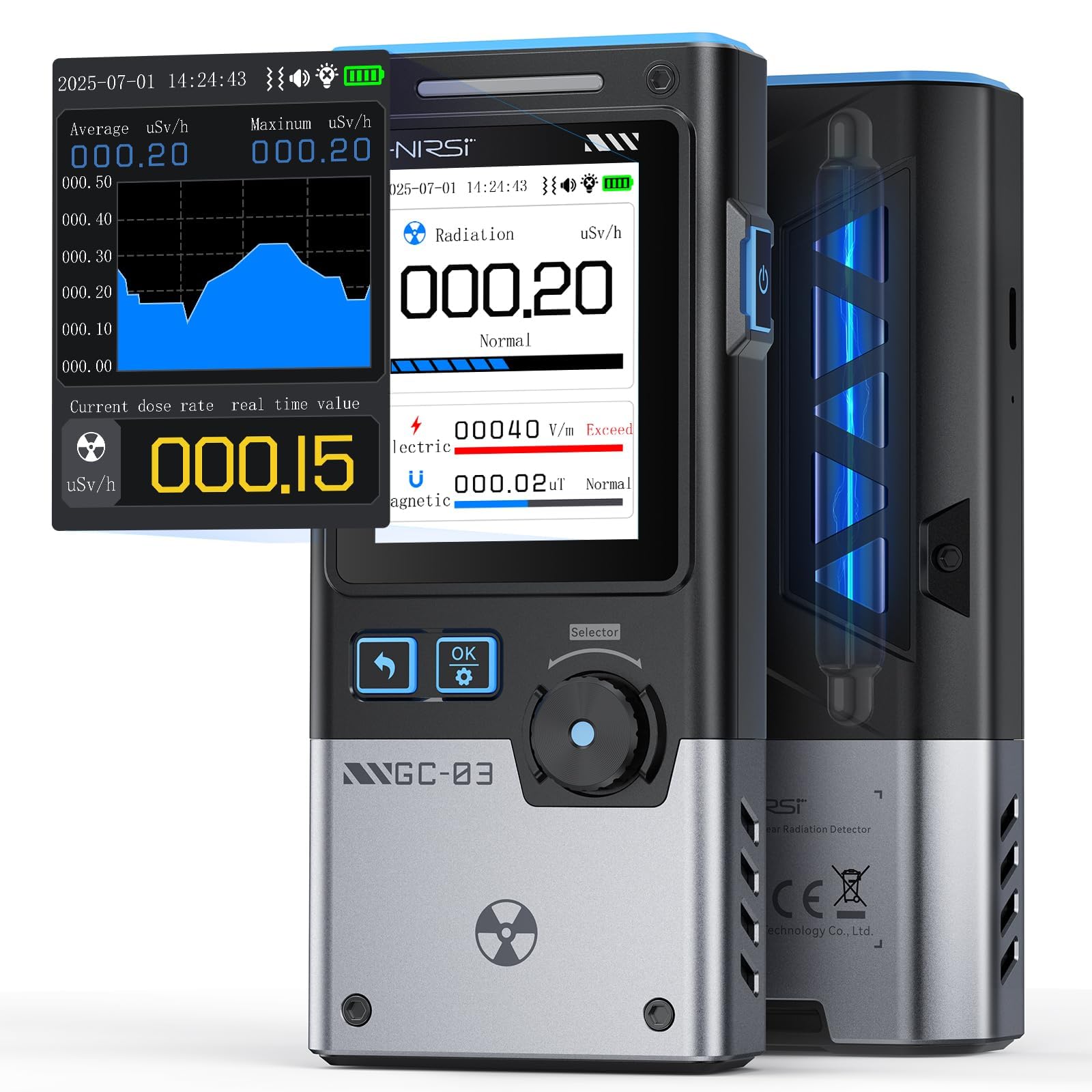 Geigerzähler 3 in 1 Kernstrahlungsdetektor EMF-Messgerät GC-03 Multifunktions-Strahlungsdetektor