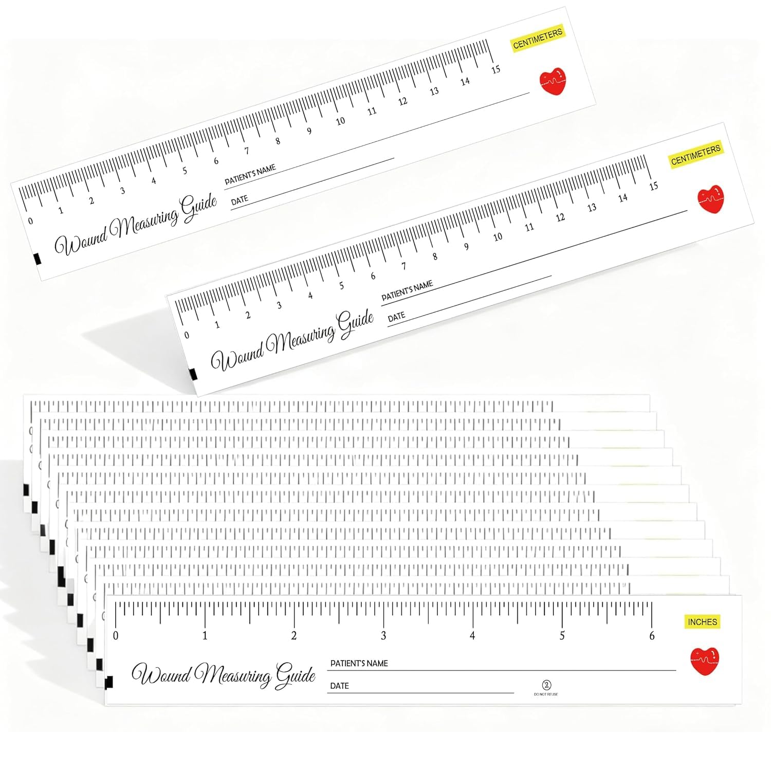 500 PCS Disposable Wound Tape Measures - Double Sided CM & Inch 6'' Wound Measurement Tools Wound Measurement Rules for Body Wound Care & Nursing Clinical Use, Home Care Pressure Sore Measuring Ruler