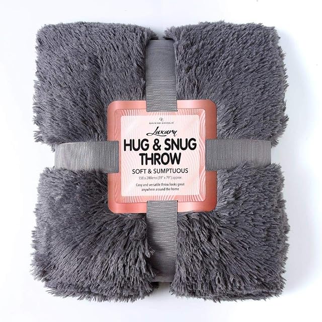 Style Spot New Luxury Fluffy Faux Fur HUG & SNUG Super Soft Warm Cosy Fleece Blanket Large Sofa Bed Throw (Charcoal)