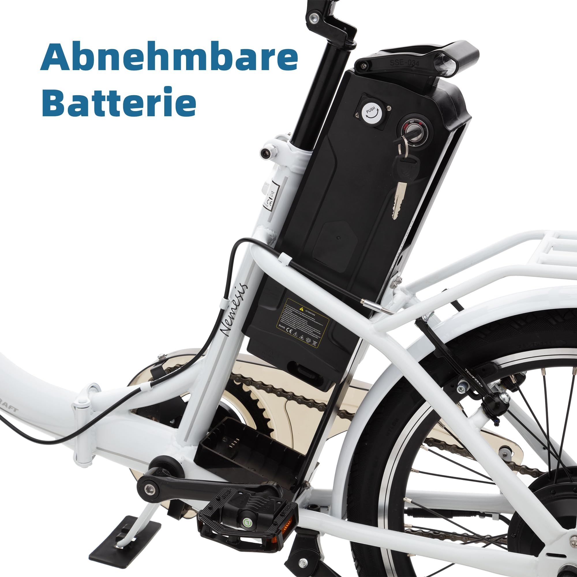 VecoCraft 20 Zoll Klappbar E-Bike Nemesis | 250W Motor, 25 km/h, 36V 7.8Ah abnehmbaren Lithiumbatterien Reichweite 65km | e Bike für Pendler & Stadt