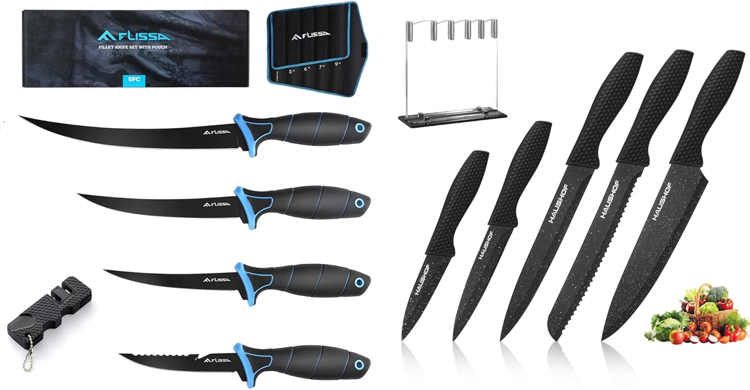 FLISSA Fillet Knife Set with HAUSHOF Kitchen Knife Set