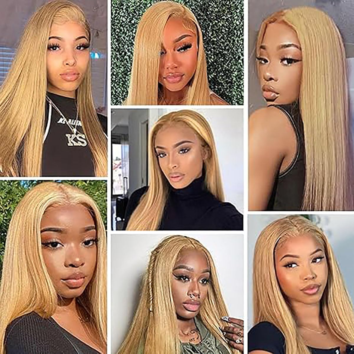 Weeybay #27 Honey Blonde Color Straight 4x4 Lace Front Wigs 30 Inch 180% Density Doubles Weft 100% Unprocessed Glueless Transparent Lace Human Hair Wig For Women - Image 2