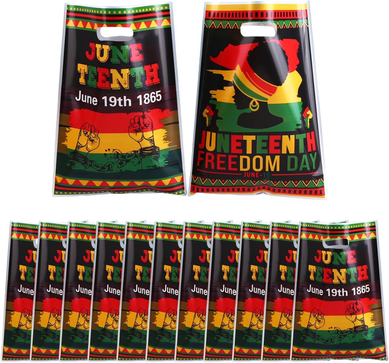 Happy Juneteenth Day Party Decorations Goodie Favor Plastic Bags, Handheld Gift Bag for Cultural Celebration