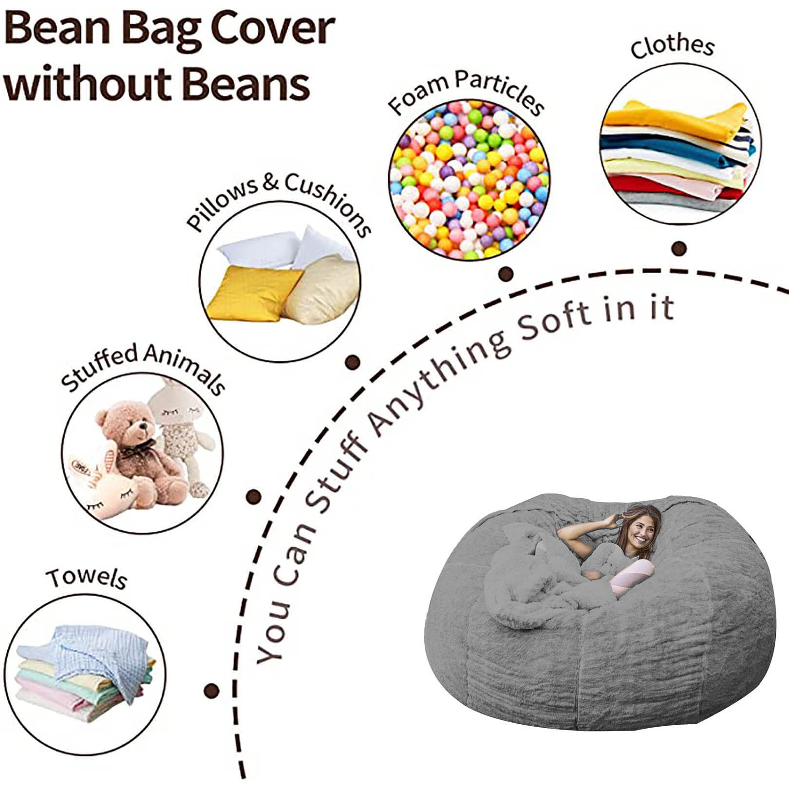 Sedia a Sacco Gigante (Solo Copertura) per Lettino di Grandi Dimensioni per Adulti Mobili per Divano Letto Pigri, mobili per la Decorazione della Camera per l'organizzazione di Giocattoli di Peluche