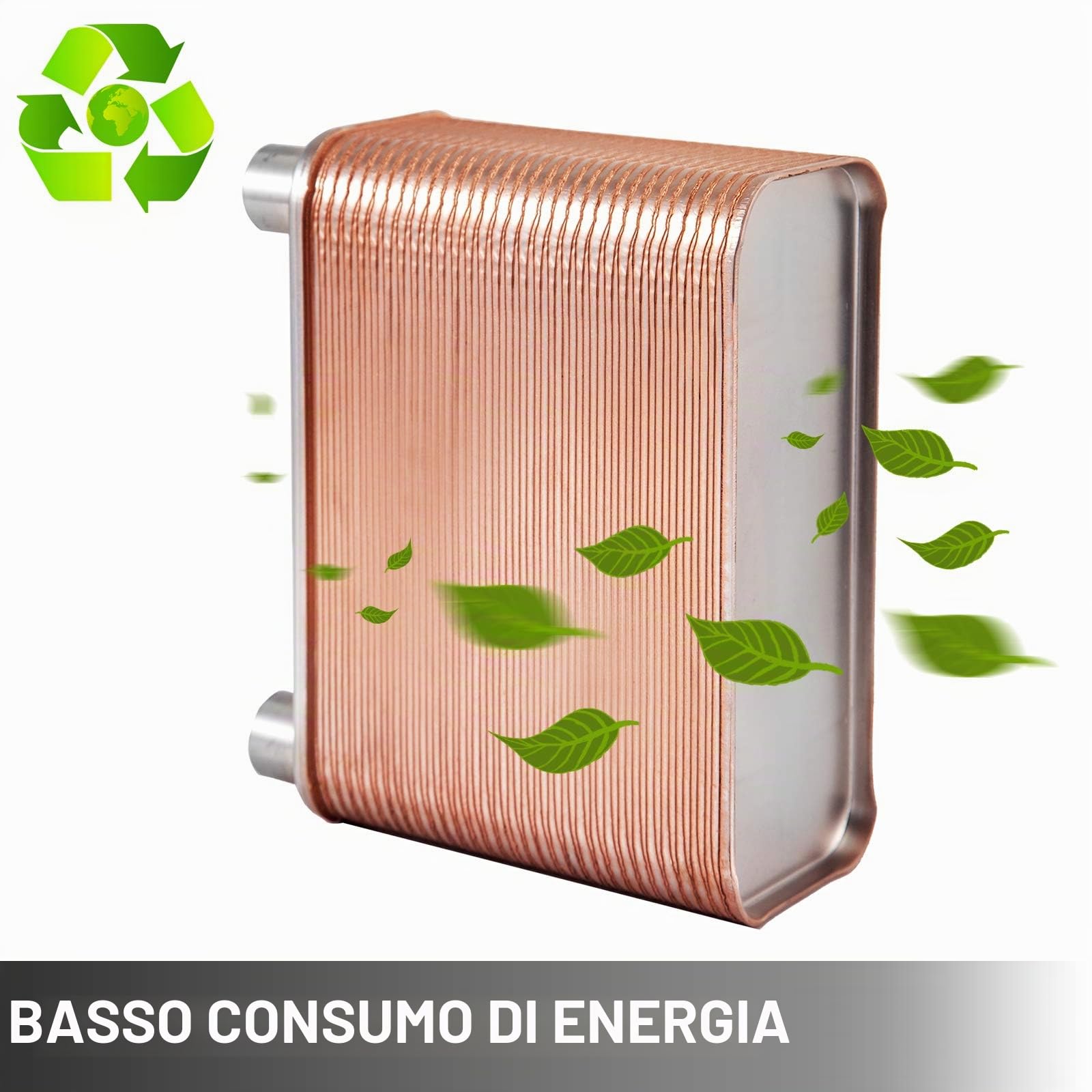 VEVOR Scambiatore di Calore 60 Piastre Scambiatore di Calore per Riscaldamento B12-60 Scambiatore di Calore Piastre in Acciaio
