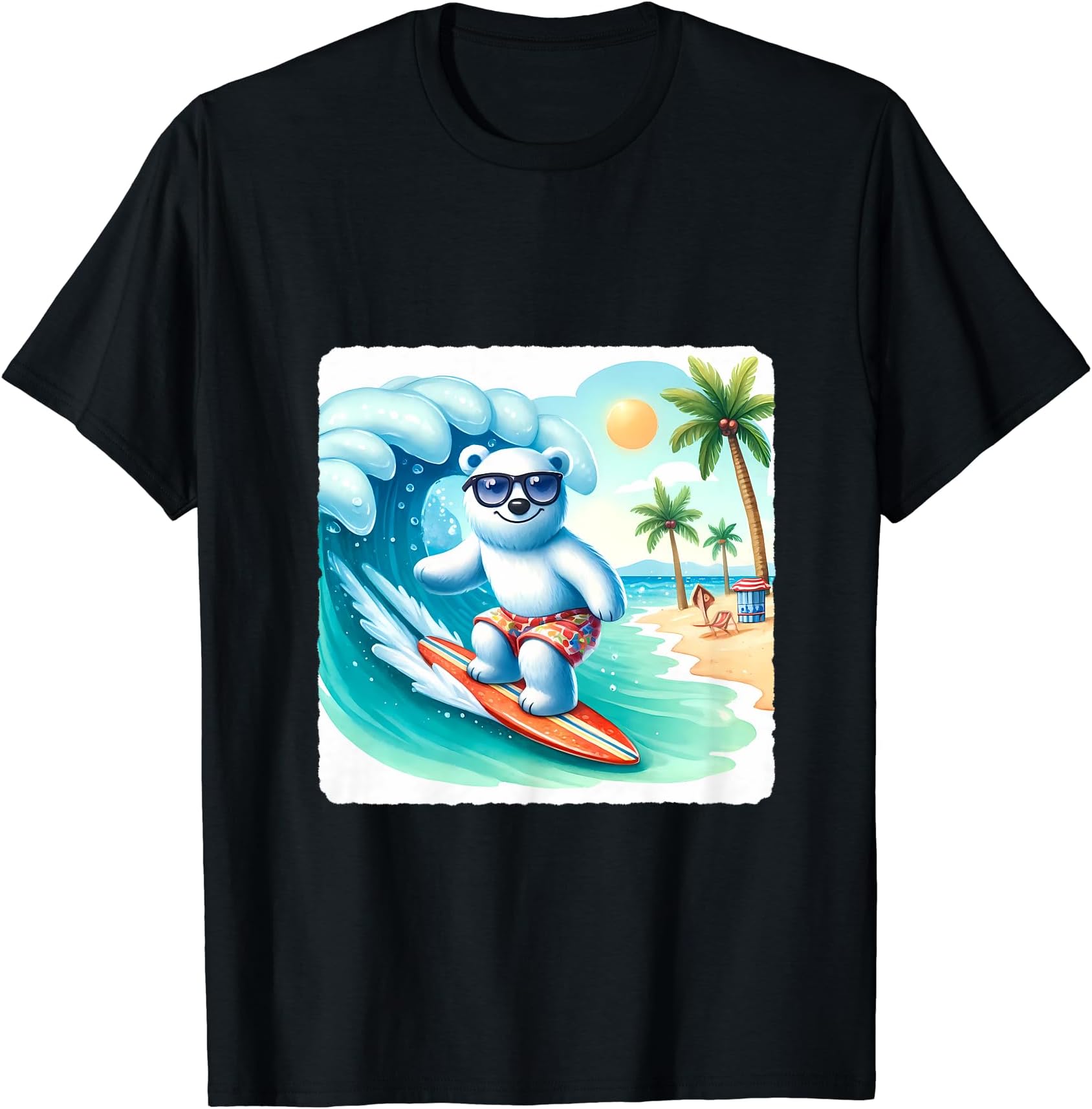 Ice Bear Surfer On A Huge Wave. Surfing Surfboard Beach Fun T-Shirt