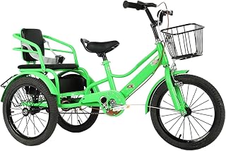 Pedal Bicycle with Double Brakes,Rear Passenger Seat with Belt,Hidden Compartment,3 Wheels Bike Trike for Recreational Cycling, Exercise,Outdoor Picnics