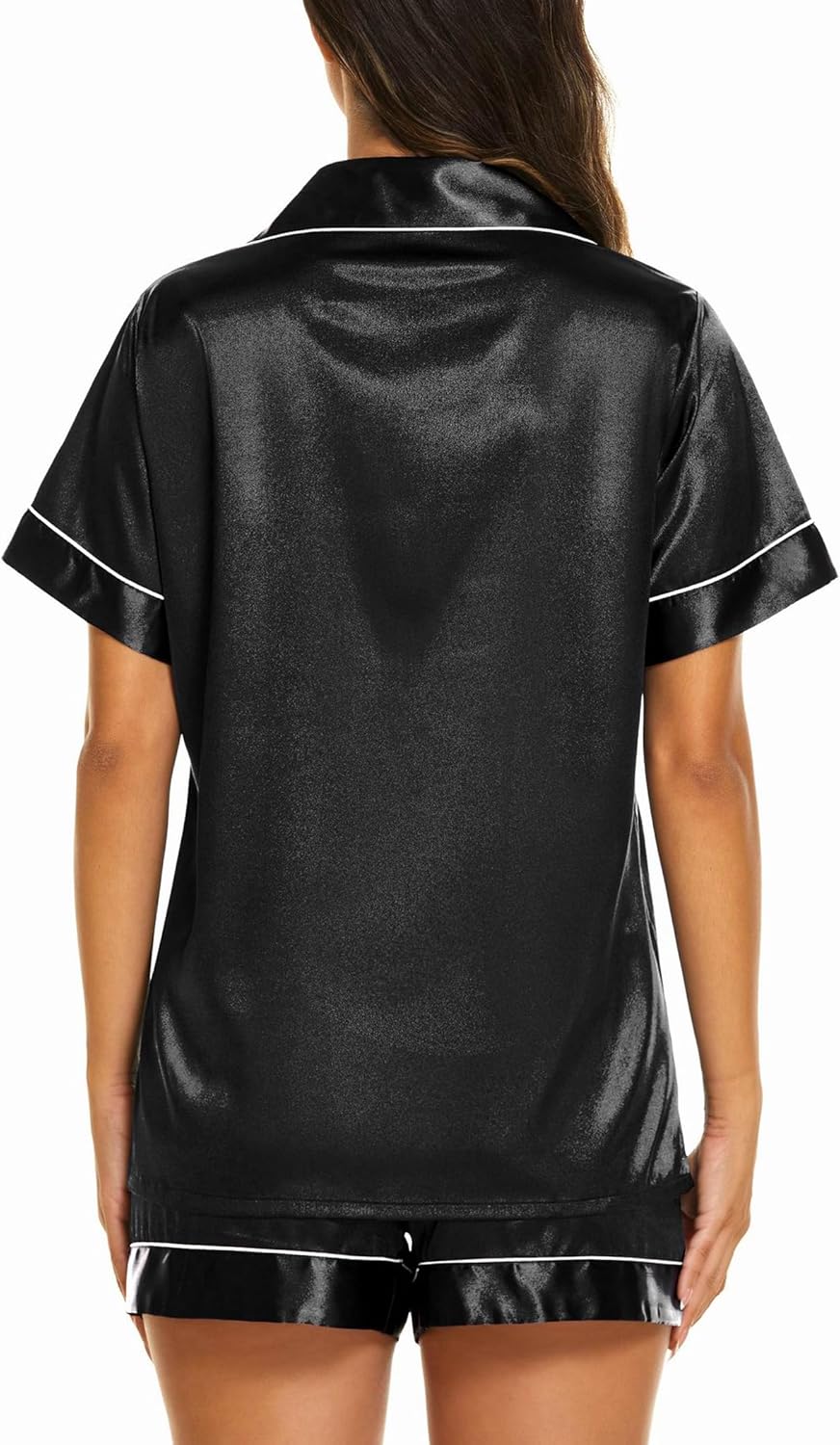 Ekouaer Silk Pajamas for Women Short Sleeve Sleepwear Soft Button Down Loungewear 2 Piece Satin Pjs Shorts Set - Image 2