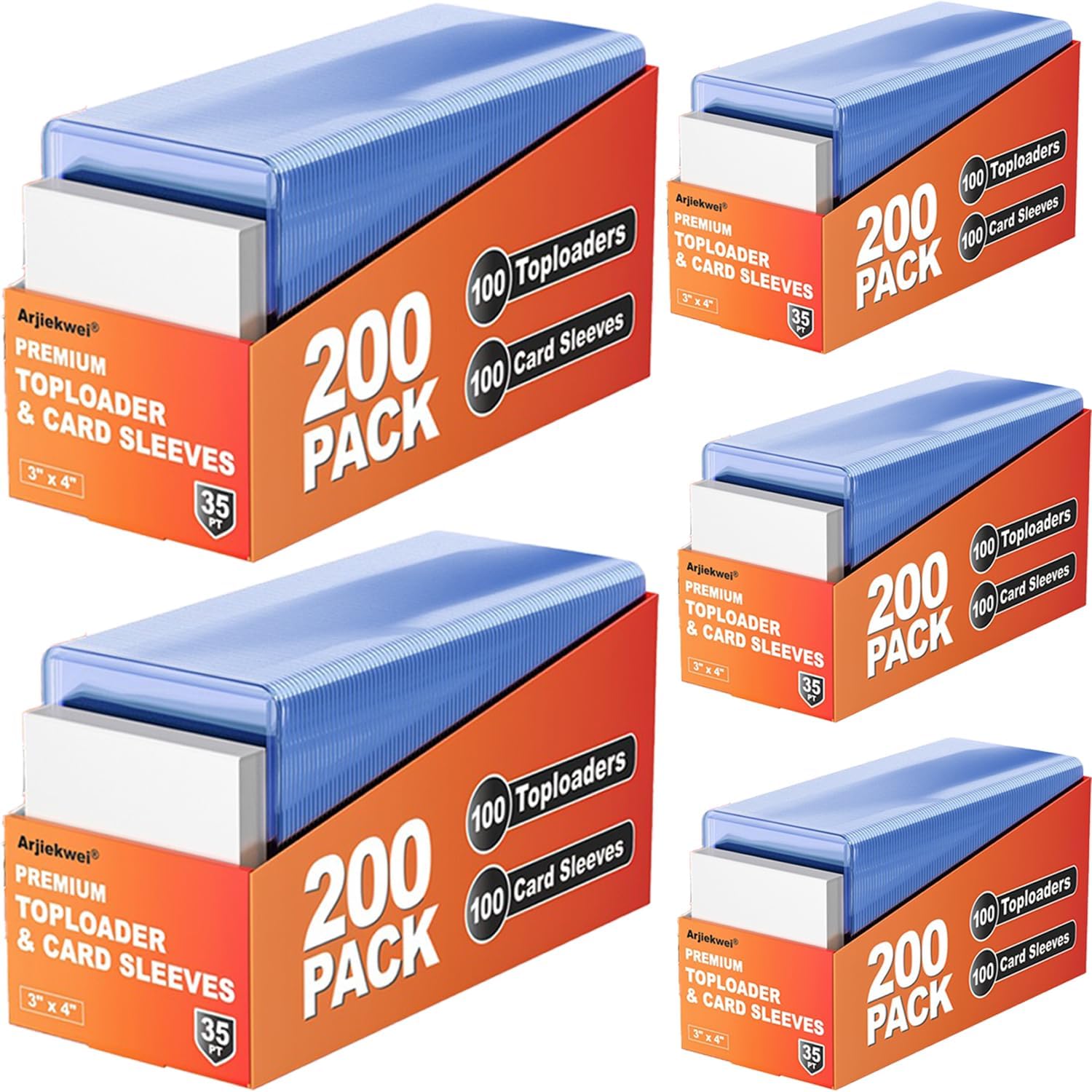3x4 card sleeves and top loaders set, Arjiekwei 1000 pcs
