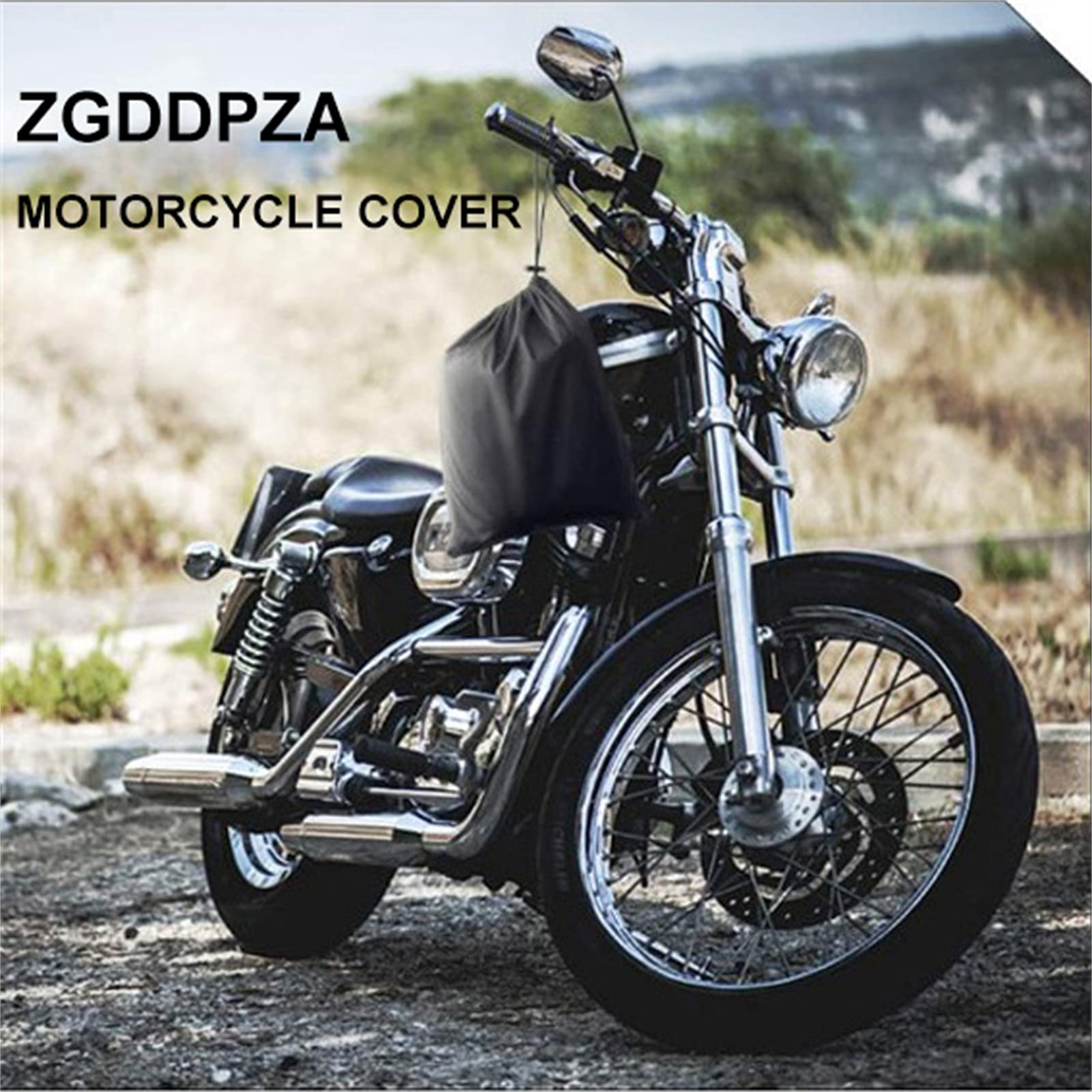Pokrowiec na motocykl, pokrowiec przeciwdeszczowy na motocykl 210D poliester wodoodporny odporny na promieniowanie UV ptak ochrona na zewnątrz z otworami na zamek torba do przechowywania (czarny, 3XL)