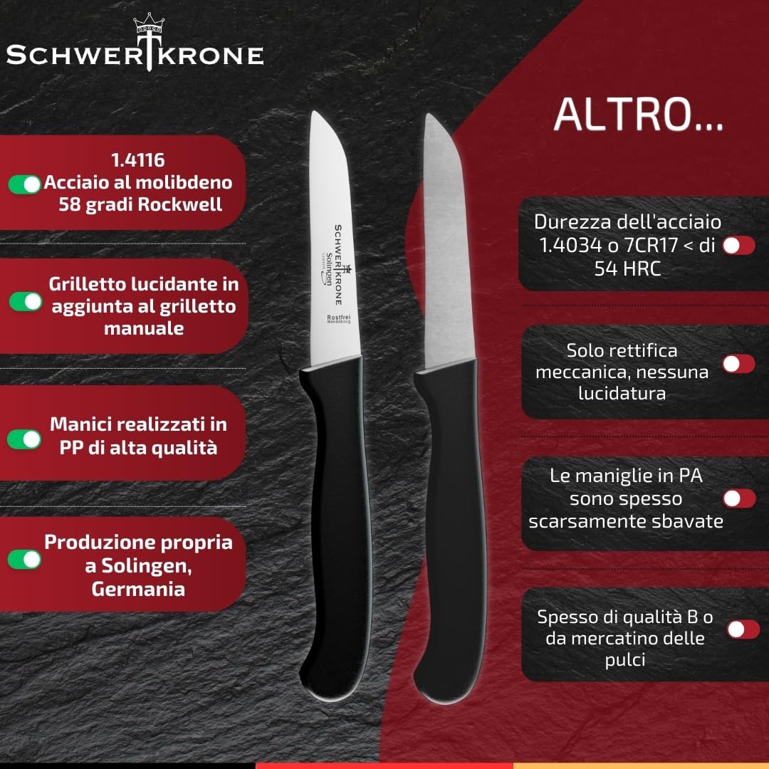 Set di coltelli da cucina Nogent: coltello da ufficio, coltello per verdure e pelapatate/pelapatate con sollevamento in legno rosso Set di coltelli da cucina Nogent: coltello da ufficio, coltello per verdure e pelapatate/pelapatate con sollevamento in legno rosso