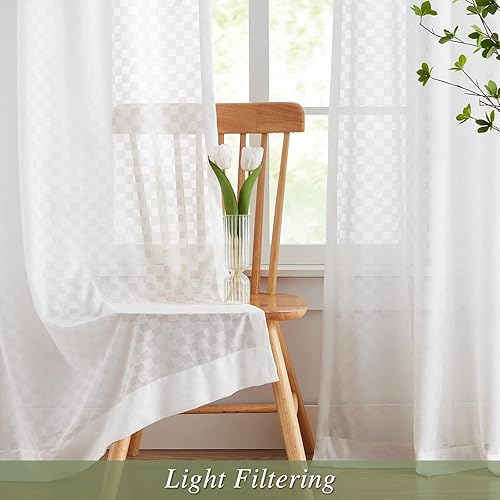 Miniatura 3 de Melodieux Cortinas traslúcidas de algodón con bolsillo para barra, filtrantes de luz, 54 pulgadas de ancho x 72 pulgadas de largo, para dormitorio,