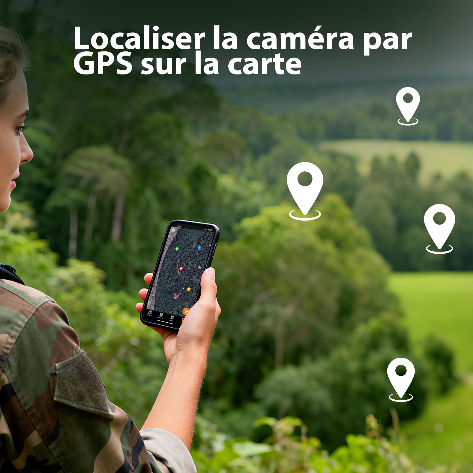 Meidase S970 4G LTE Caméra de Chasse, 48MP 1296P, avec Fonction de Streaming en Direct, Vision Nocturne, Activation par Mouvement 0.1s, Étanche, Transfert d Application, GPS Localisation