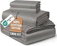 Vista 60 de Sábanas 100% de Algodón Egipcio Tamaño Queen - Naturalmente Refrescantes y Transpirables, Juego de Sábanas Queen de 4 Piezas con Tejido de Satén