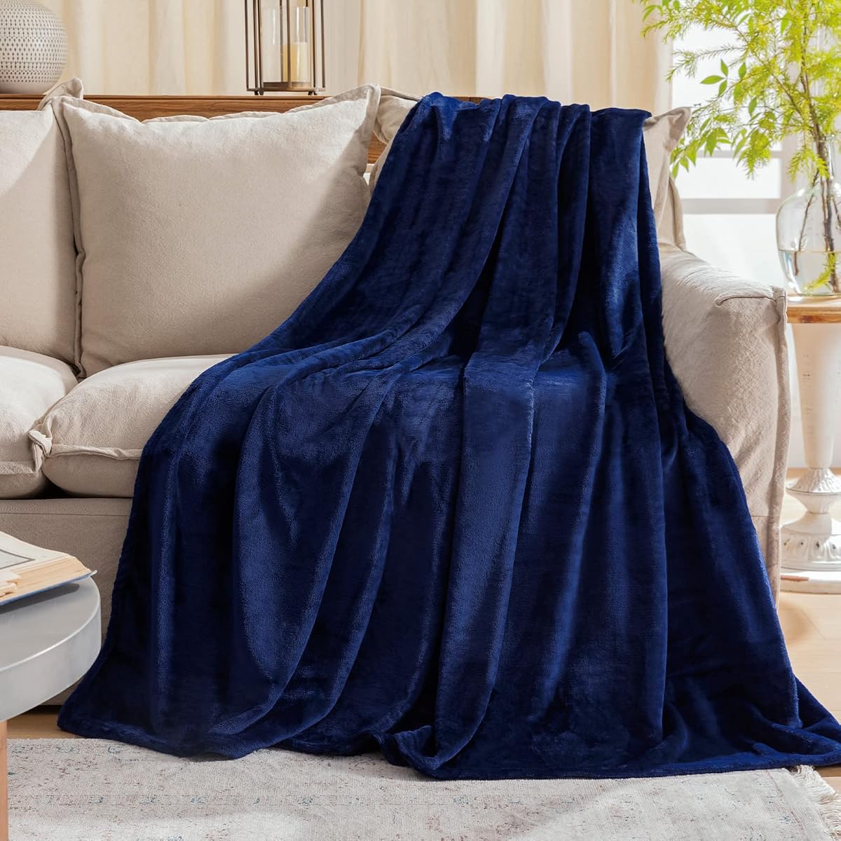 Fleece Plush Throw Blanket Navy Blue 50"x60"for Couch Fuzzy Cozy Flannel | Super Soft Lightweight Microfiber Blanket for Sofa Bed bedroom Home Decor All Season,Birthday Gifts for Women Mom Adult
