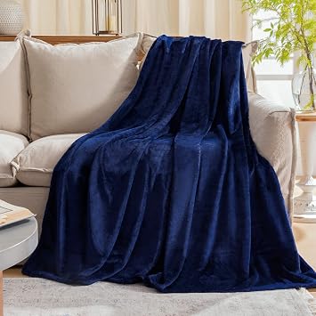 Fleece Plush Throw Blanket Navy Blue 50"x60"for Couch Fuzzy Cozy Flannel | Super Soft Lightweight Microfiber Blanket for Sofa Bed bedroom Home Decor All Season,Birthday Gifts for Women Mom Adult