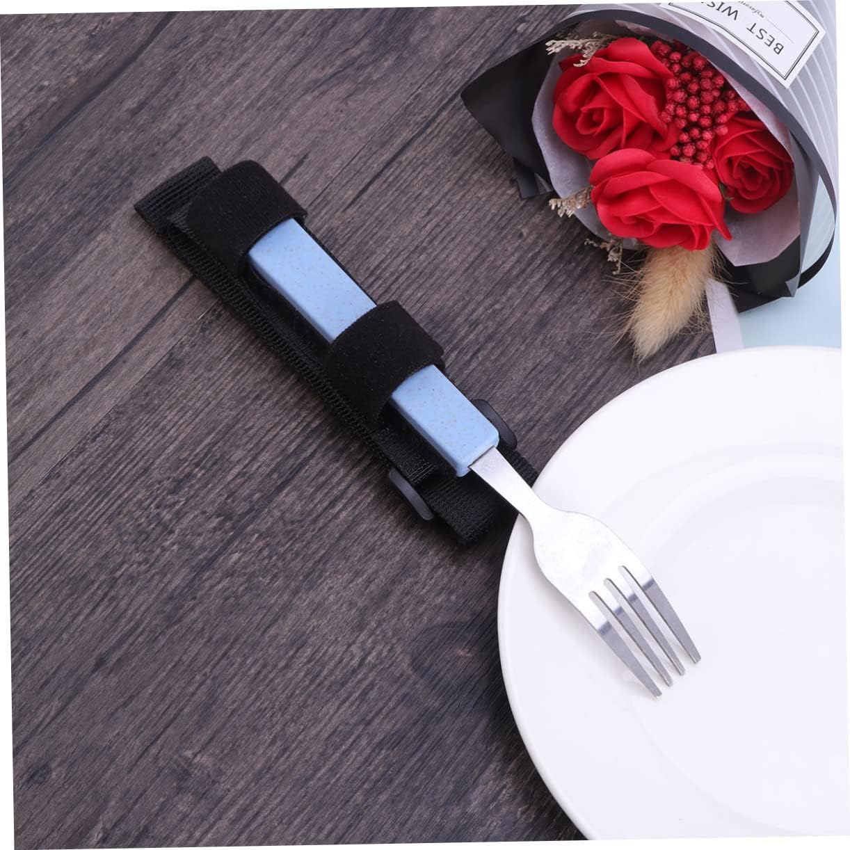VALICLUD Adjustable Strap Utensils Disabled Assistant Utensils Self Feeding Cuff Disabled Eating Utensils