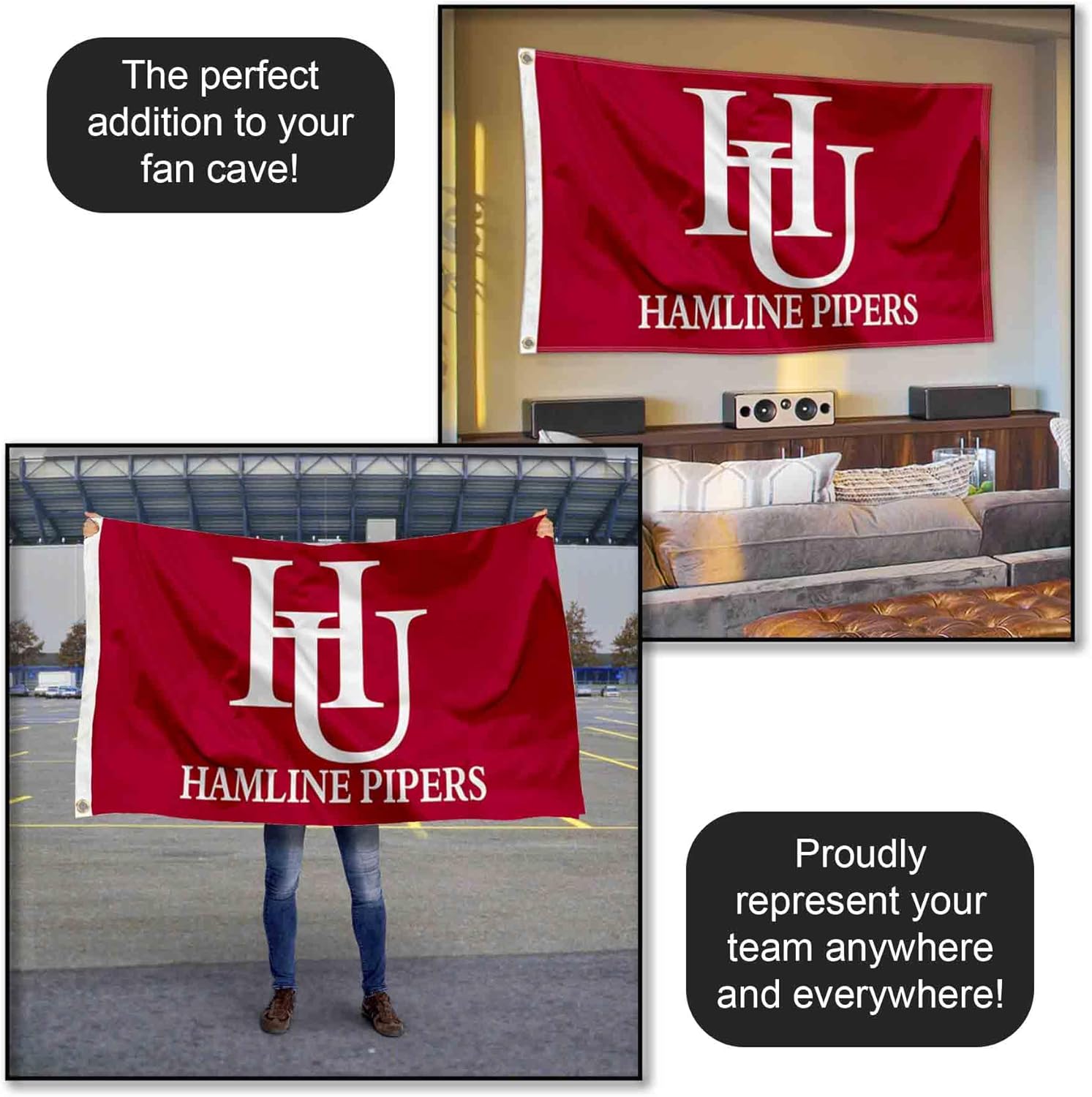 Hamline Pipers HU University Large College Flag