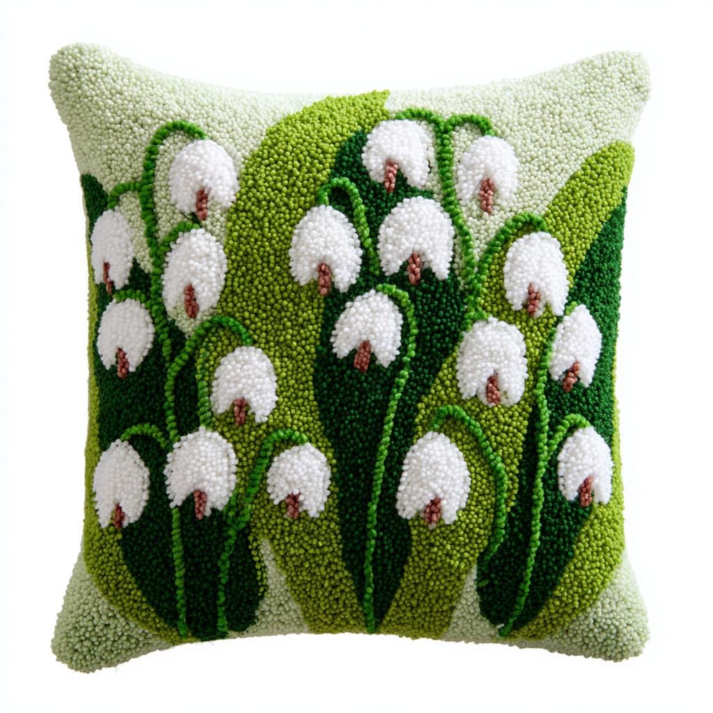 Henypt DIY Latch Hooking Pillow Kits Lily of the Valley Flowers