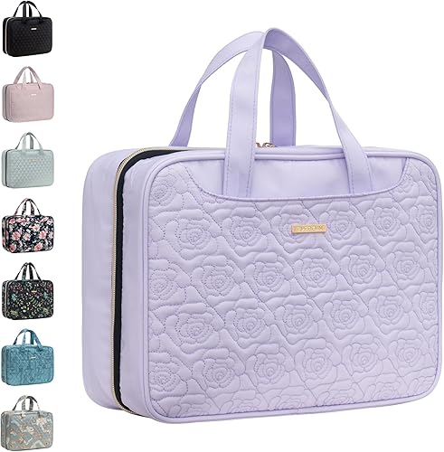 Everfun Neceser colgante de viaje para mujeres que viajan con compartimento a prueba de fugas, organizador de cosméticos de maquillaje, kit de