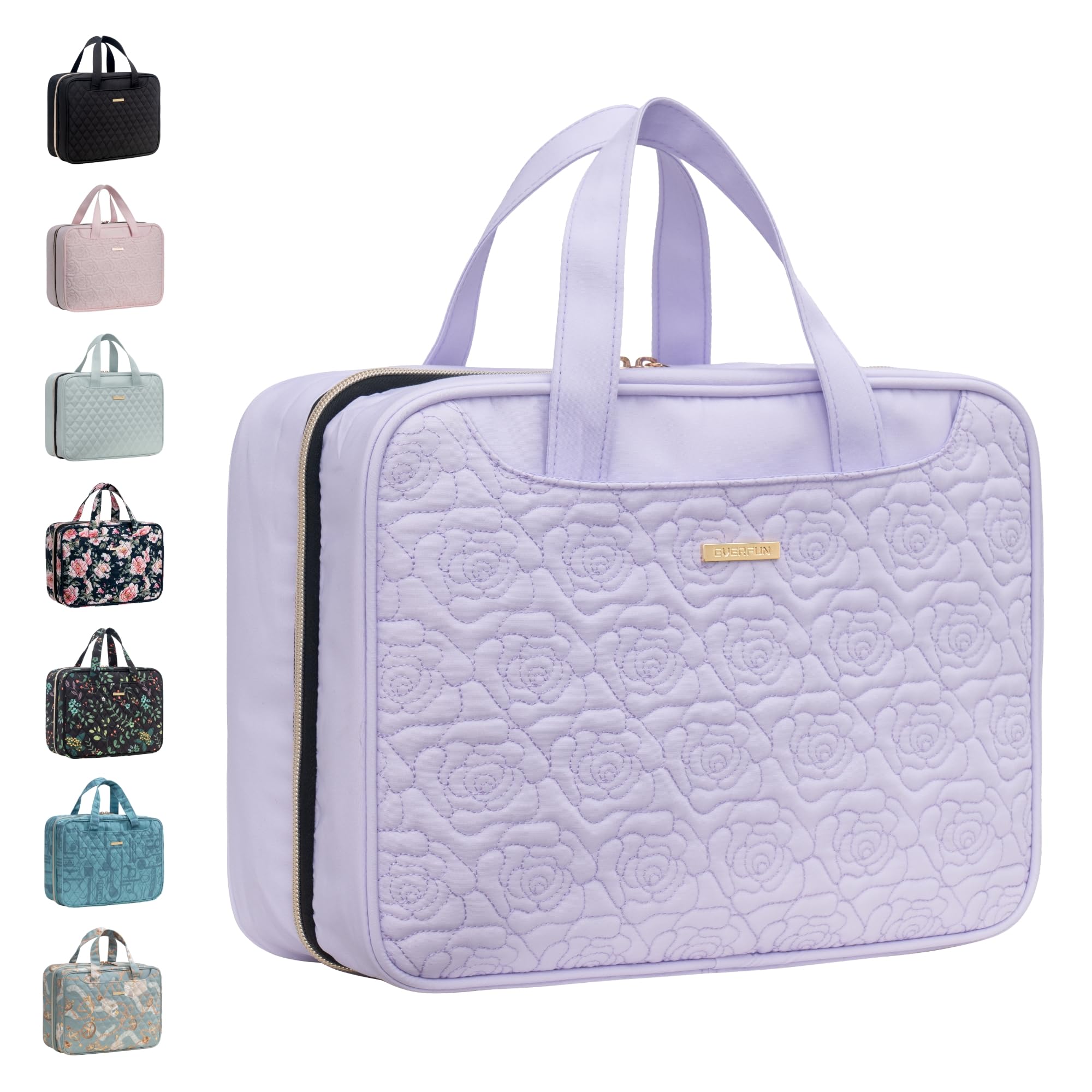 Everfun Hanging Toiletry Bag for Travel, 12x9x4.5 inch Large Capacity Cosmetic Organizer with Leakproof Wet/Dry Compartment, Waterproof Dopp Kit