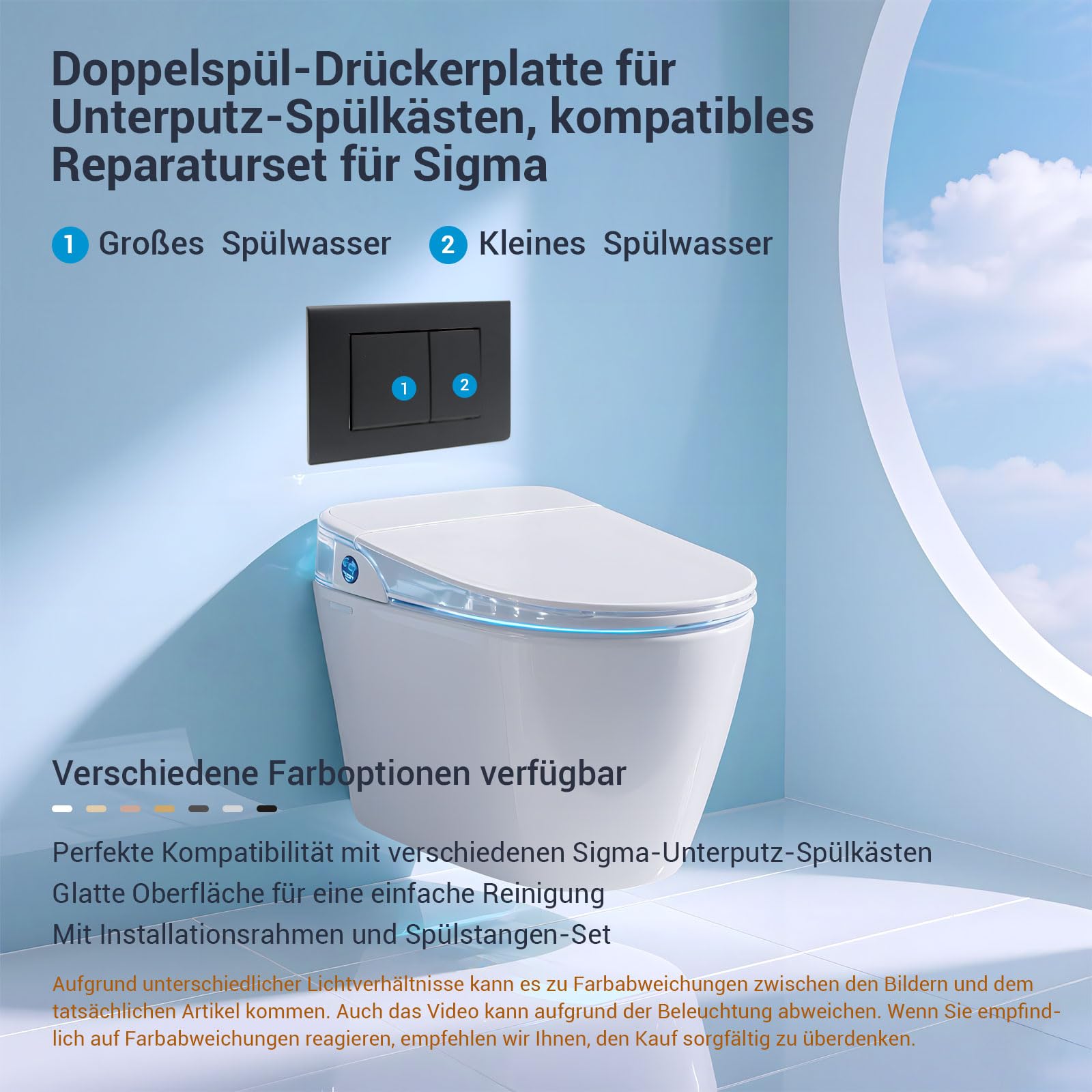 Generisch WC Drückerplatte Betätigungsplatte Spülkasten Ersatzteile, Kompatibel Mit Geberit Sigma01 20,30 UP300 & 320,Doppelspülung,115770115 | Matt (Schwarz)
