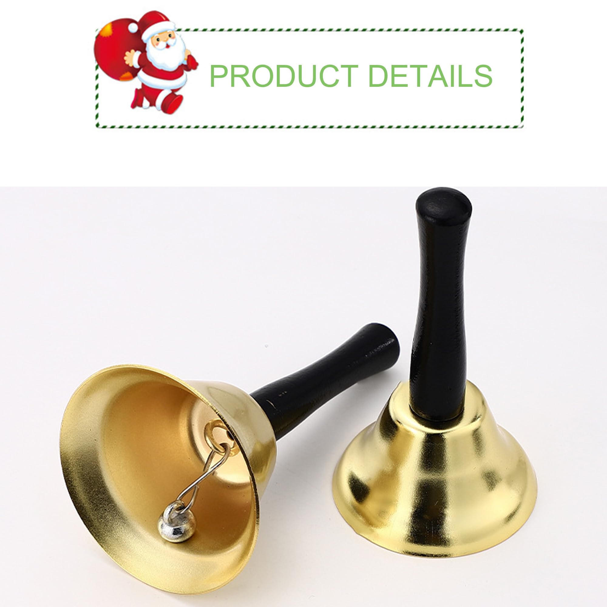XFLYP Cloche De Table En Fer, Cloche à Main D'hôtel De Dîner De Réception De L'école, Réception, Décoration De Noël, Pour Service De Chambre éducation Enfants, 12 * 6.5 Cm (1PCS