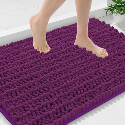 Miniatura 28 de Smiry Alfombras de Baño 24 x 16 pulgadas, Tapetes de Baño de Chenilla Extra Suaves y Absorbentes, Respaldo de Goma Antideslizante, Lavable a Azul