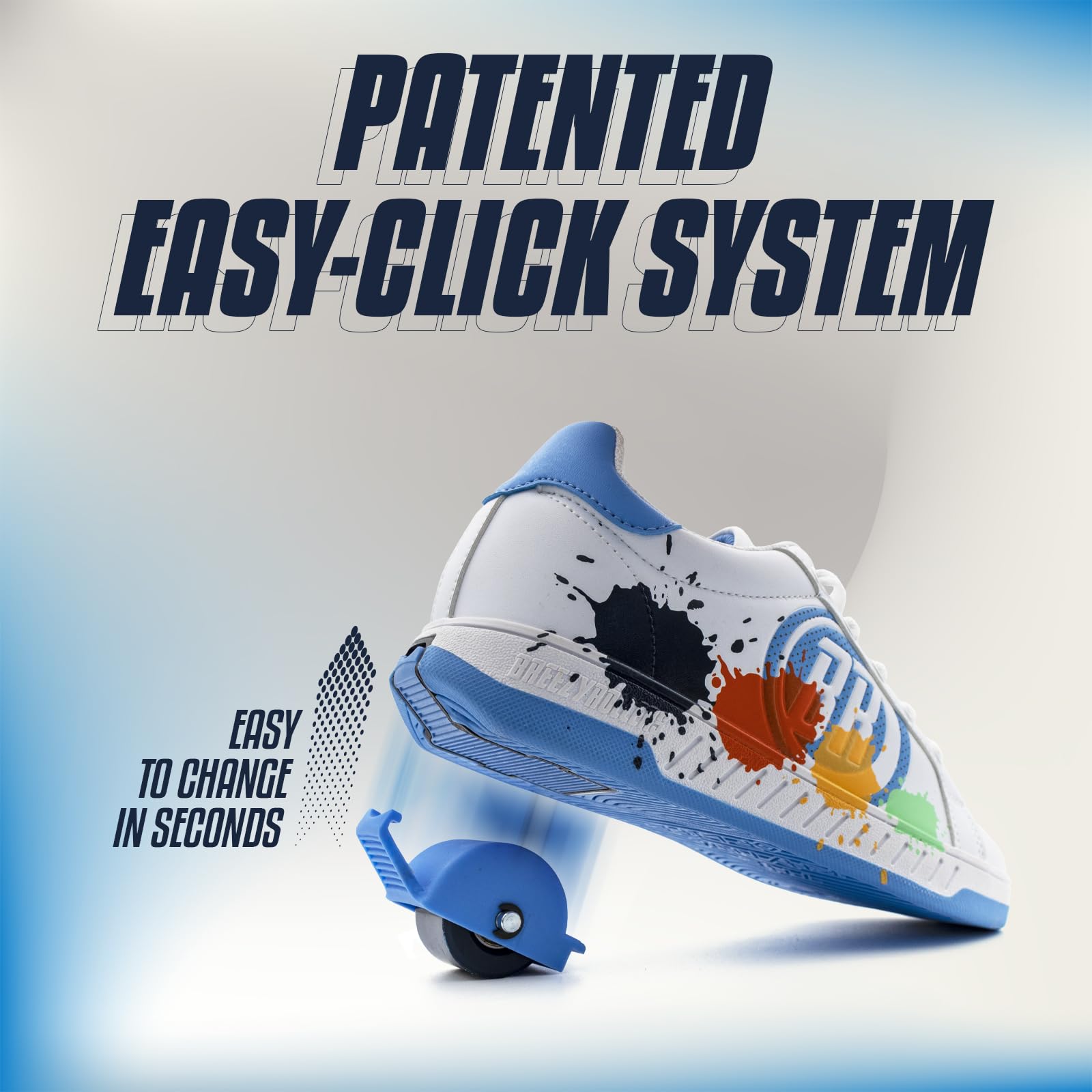 BREEZY ROLLERS Zapatos con Ruedas para Niños | Zapatillas-Patines Infantiles | De Zapatos Callejeros a Patines en Segundos | Sistema de Clic Patentado | Zapatillas con Ruedas para Niñas y Niños