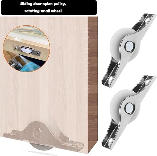 Miniatura 2 de eMagTech 20 ruedas pequeñas de 0.984 in ruedas de nailon con placa superior de metal, ruedas duras fijas no giratorias para muebles, cajón,