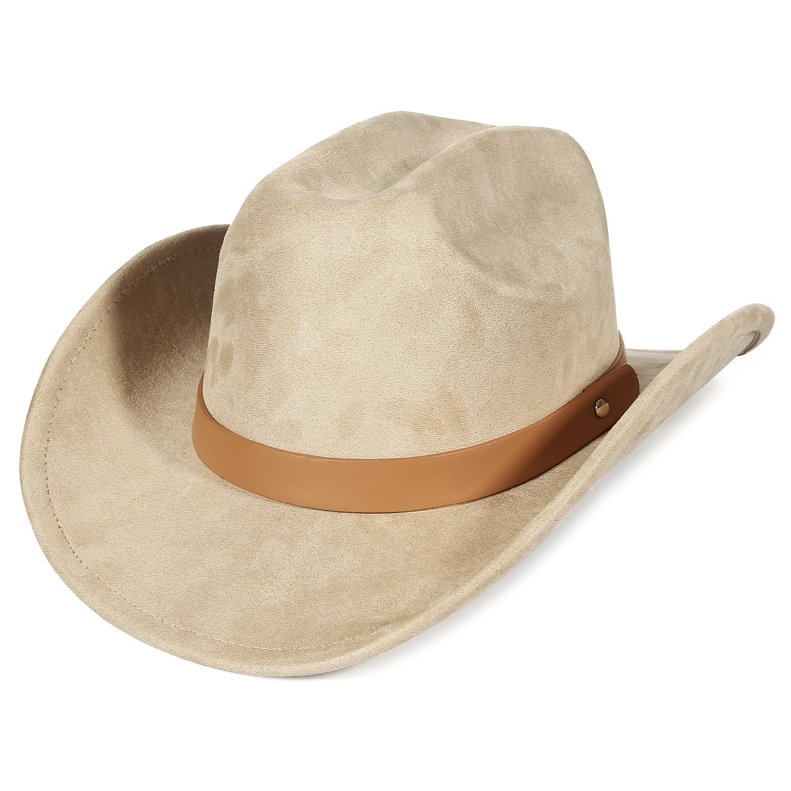 EOZY Chapeau de cowboy en daim style occidental pour homme et femme - Chapeau vintage amovible - Chapeau en daim - Chapeau country musique festival - Protection légère contre la pluie