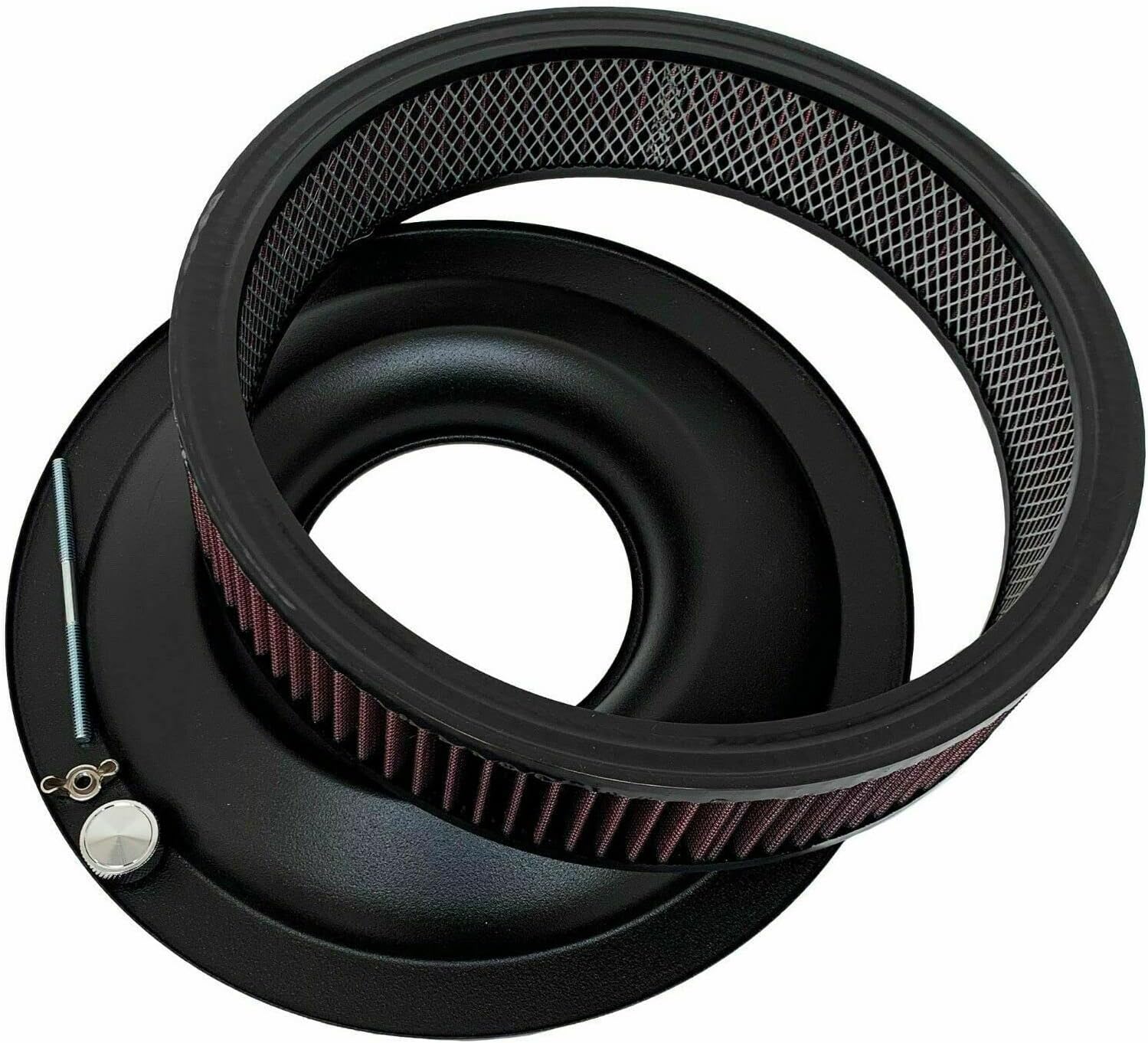Small Block Chevy 350-13" Round Air Cleaner Kit - Black, Raised Fins