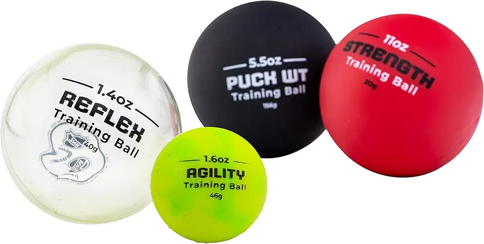 Franklin Sports NHL Hockey Stick Handling Balls - (4) Hockey Training Aids for Stick Handling + Hands Practice - On + Off Ice Equipment - Weighted + Mini Balls for Speed Training product image