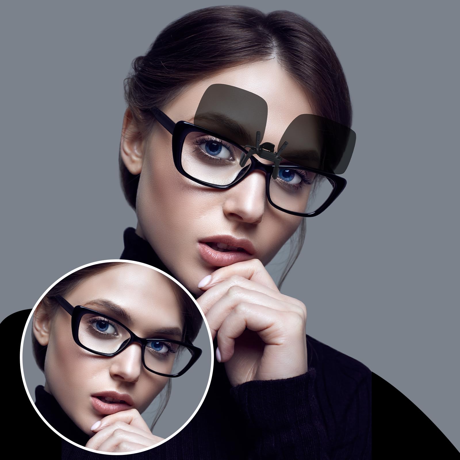 Trysee TS-CO-801 Sonnenbrille, polarisiert, blendfrei, zum Aufstecken, für Tag und Nacht