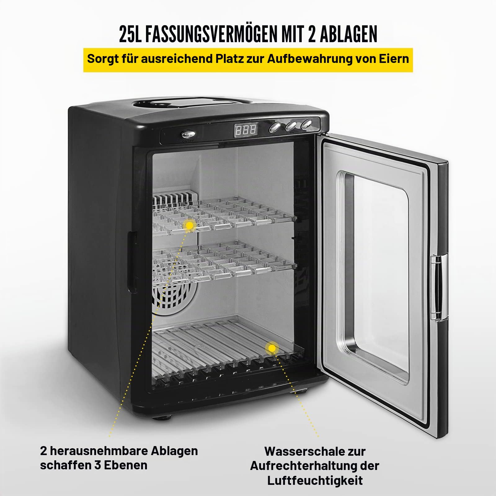 Inkubator 5°-60°C (36-140°F), 25 l, automatisches Brutgerät mit konstanter Temperatur für Reptilien oder Amphibien