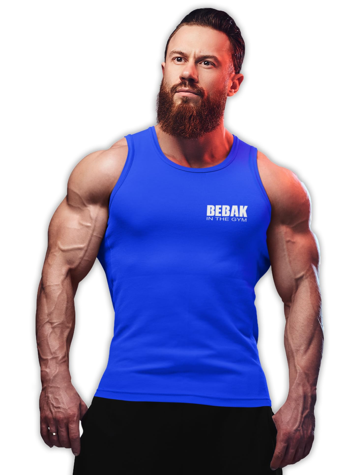 Bebak ActiveMens Gym Vest T Shirt Bodybuilding Top Workout Clothing BEBAK Training MMA UK (Blue, 2XL)