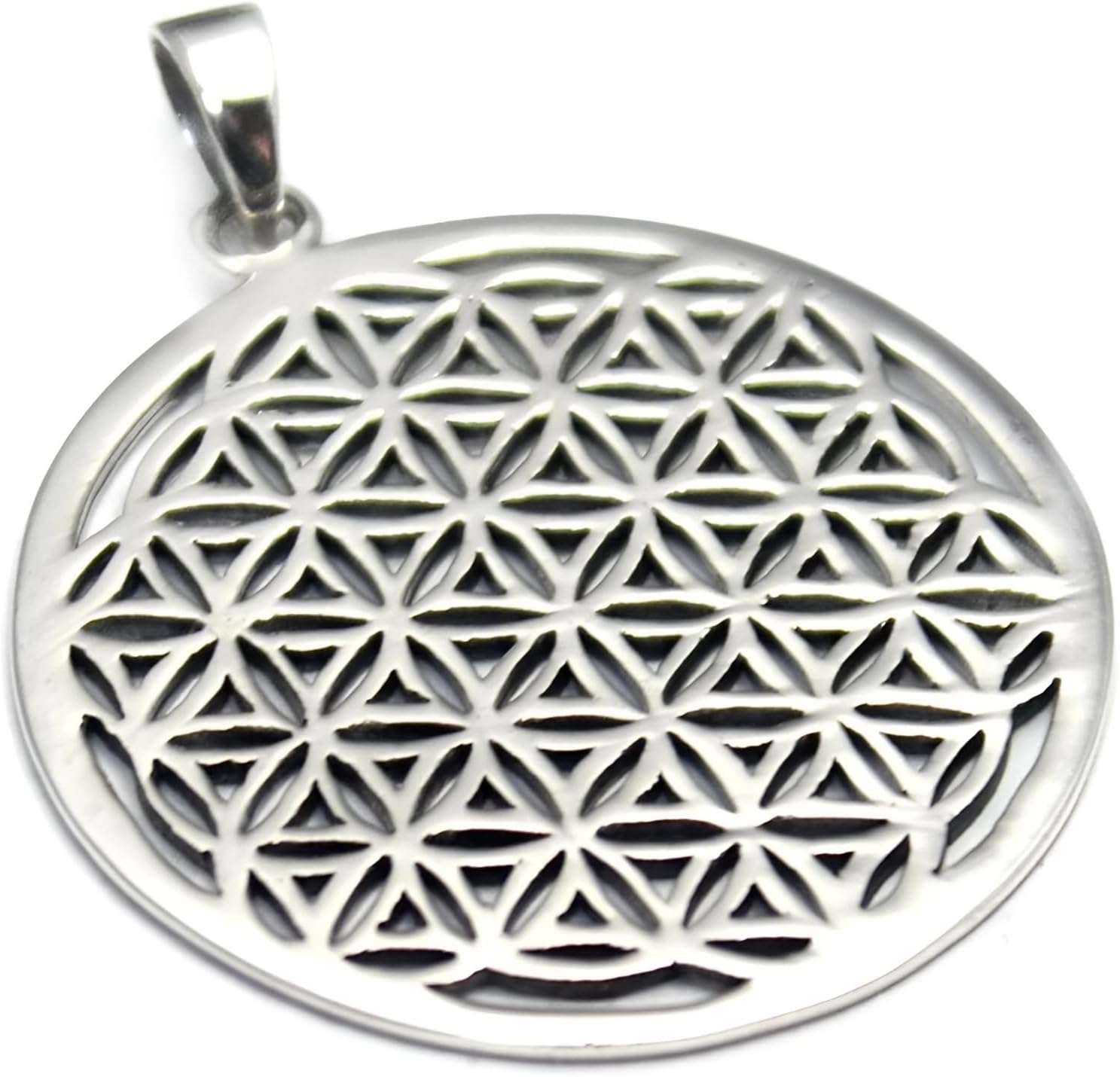 flower of life Sacred Geometry 925 Sterling Silver Pendant COSUMOSU - 1.45″ Circle