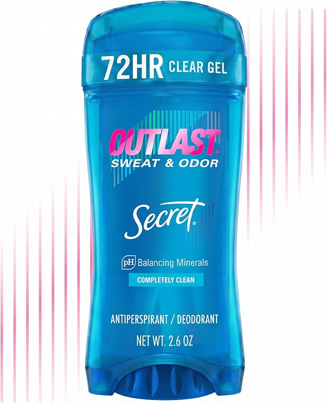 Outlast Antiperspirant Deodorant for Women, 72hr Sweat & Odor Protection, Pro-Hyaluronic Power, pH Balancing Minerals, Clear Gel, Completely Clean Scent, 2.6 oz